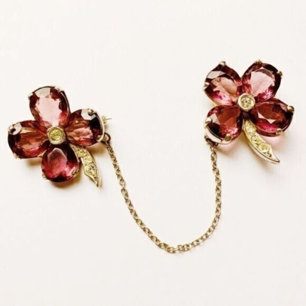 Antique Sterling Silver Floral Collar Pins​​​